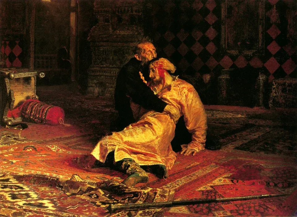 Ivan the Terrible cradles his dying son, after striking him in the head. 